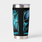 Cool Blue Howling Wolf Moon Pine Forest Cool Thermobecher (Links)