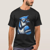 Cool Blue Jay Bird Tragen einer Sonnenbrille Funny T-Shirt (Vorderseite)