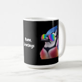Cool Blue Jay Bird Tragen einer Sonnenbrille Retro Kaffeetasse (VorderseiteRechts)