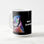 Cool Blue Jay Bird Tragen einer Sonnenbrille Retro Kaffeetasse (Vorderseite Links)