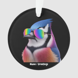 Cool Blue Jay Bird Tragen einer Sonnenbrille Retro Ornament
