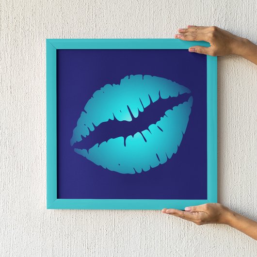 Cool Blue Kiss Poster