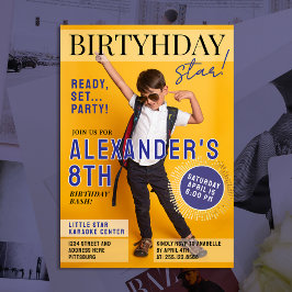 Cool Blue Magazine Cover Newspaper Kids Star Photo Einladung