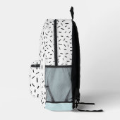 Cool Blue Monogram Personalisiert Bedruckter Rucksack (Rechts)
