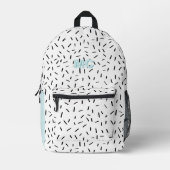Cool Blue Monogram Personalisiert Bedruckter Rucksack (Vorderseite)