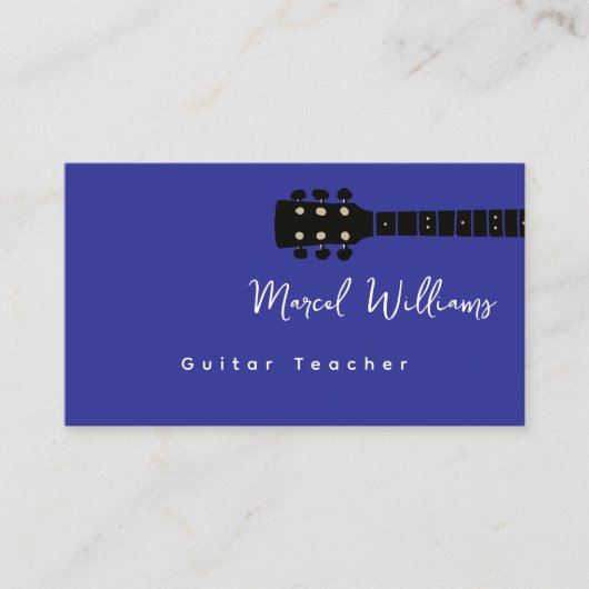 Cool Blue Music Business Card für Gitarrenlehrer Visitenkarte (Vorderseite)