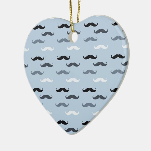 Cool Blue Mustaches Keramik Ornament (Links)