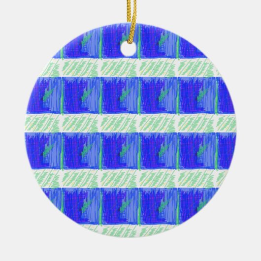 Cool Blue Nautical Abstract Keramik Ornament (Vorne)