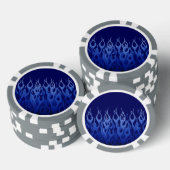 Cool Blue on Blue Racing Flames dekorativ Pokerchips (Stapel)