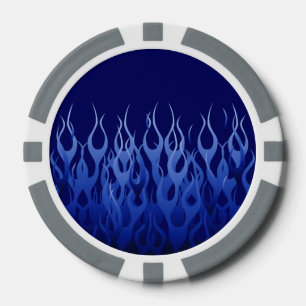 Cool Blue on Blue Racing Flames dekorativ Pokerchips