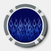 Cool Blue on Blue Racing Flames dekorativ Pokerchips (Rückseite)