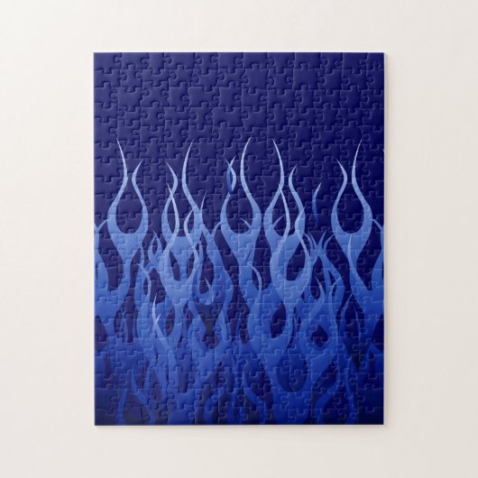 Cool Blue on Blue Racing Flames dekorativ Puzzle (Vertikal)