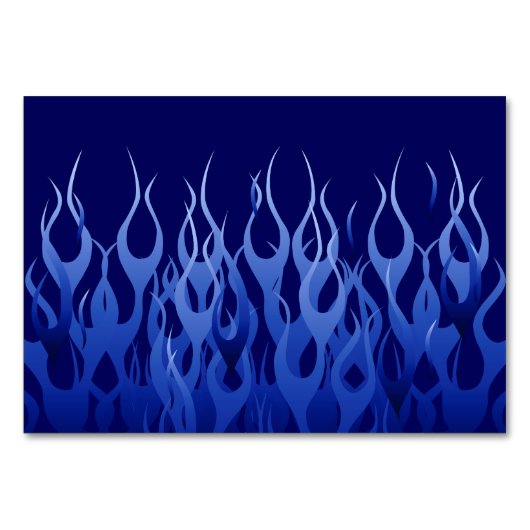 Cool Blue on Blue Racing Flames dekorativ Tischnummer (Vorderseite)