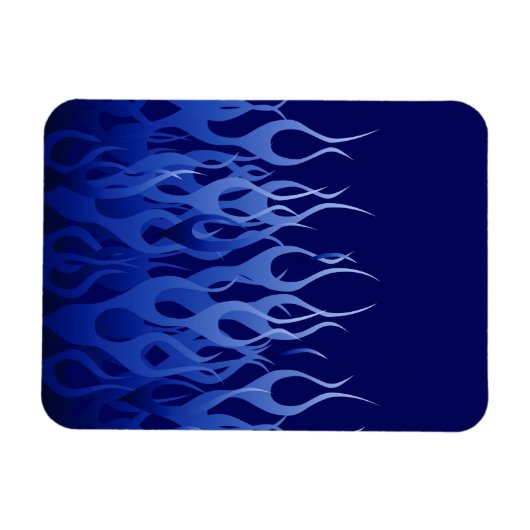 Cool Blue on Blue Racing Flames Magnet (Horizontal)