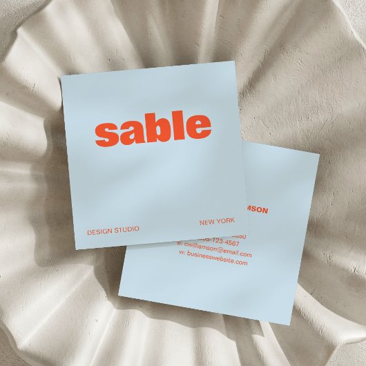 Cool Blue Orange Modern Aesthetic Bold Square Quadratische Visitenkarte