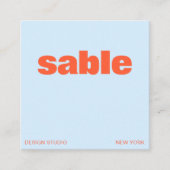 Cool Blue Orange Modern Aesthetic Bold Square Quadratische Visitenkarte (Vorderseite)