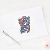Cool Blue Oriental Dragon Tattoo Runder Aufkleber (Umschlag)