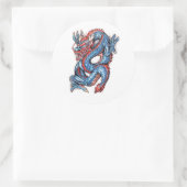 Cool Blue Oriental Dragon Tattoo Runder Aufkleber (Tasche)