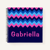 Cool Blue Pink Chevron Monogram Small Notebook Notizblock (Vorderseite)