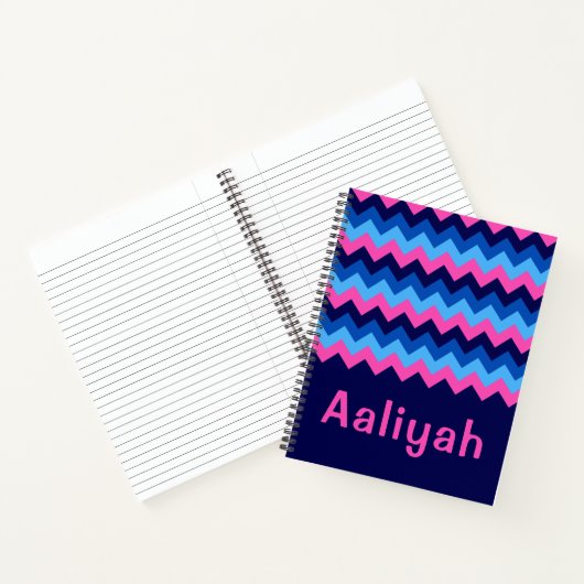 Cool-Blue-Pink-Zickzack-Monogram-Notebook Notizblock (Innenseite)