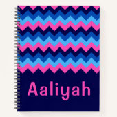 Cool-Blue-Pink-Zickzack-Monogram-Notebook Notizblock (Vorderseite)