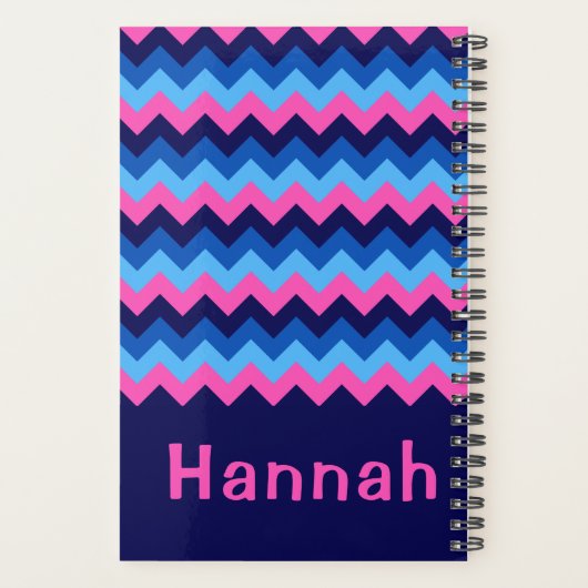 Cool Blue Pink Zickzack Monogram Small Planner Planer (Rückseite)
