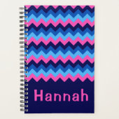 Cool Blue Pink Zickzack Monogram Small Planner Planer (Vorderseite)