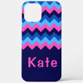 Cool-Blue-Pink-Zickzack-Monogramm-Gehäuse Case-Mate iPhone Hülle (Rückseite)