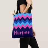 Cool-Blue-Pink-Zickzack-Monogramm-Totbeutel Tasche (Von Nahem)