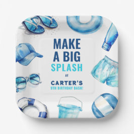 Cool Blue Pool Party Sommerjungen zum Geburtstag Pappteller