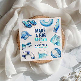 Cool Blue Pool Party Sommerjungen zum Geburtstag Serviette
