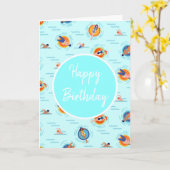 Cool Blue Pool Party Sommervibe Karte (Gelbe Blume)