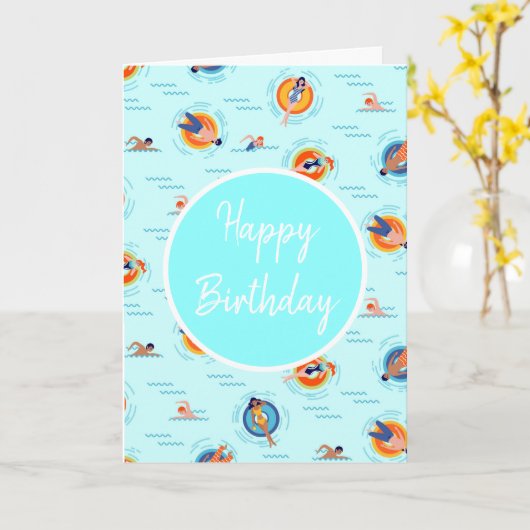 Cool Blue Pool Party Sommervibe Karte (Gelbe Blume)