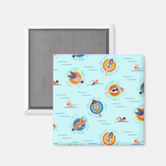 Cool Blue Pool Party Sommervibe Magnet (Vorderseite/Rückseite)