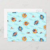 Cool Blue Pool Party Sommervibe Postkarte (Vorne/Hinten)