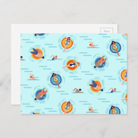 Cool Blue Pool Party Sommervibe Postkarte (Vorne/Hinten)