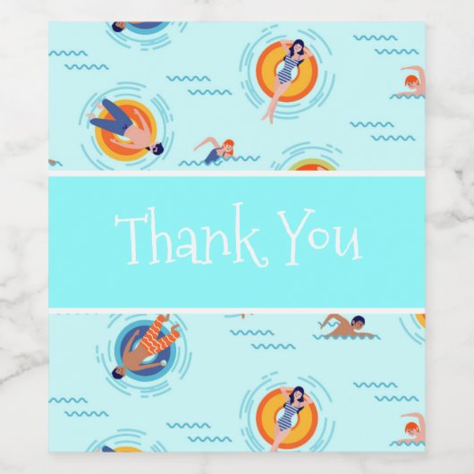 Cool Blue Pool Party Sommervibe Weinetikett (Einzelnes Label)