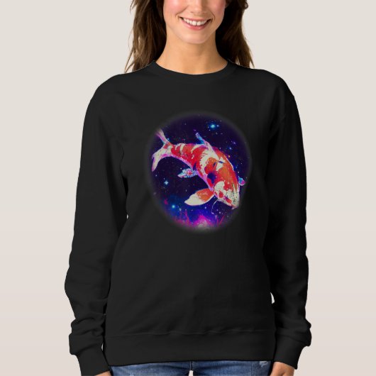 Cool blue purple Night Asian koi fish, Japanese ca Sweatshirt (Vorderseite)