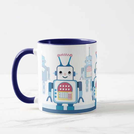 Cool Blue Robots Robotic Coffee Mugs Tasse (Links)