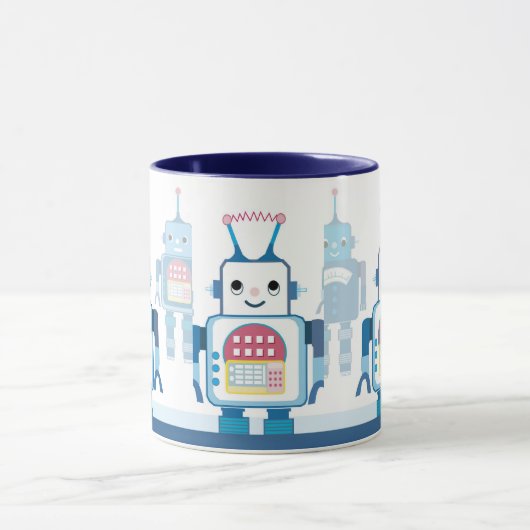 Cool Blue Robots Robotic Coffee Mugs Tasse (Zentrum)