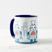 Cool Blue Robots Robotic Coffee Mugs Tasse (Vorderseite Links)