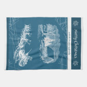 Cool Blue Santa Claus Winter Décor Geschirrtuch (Horizontal)
