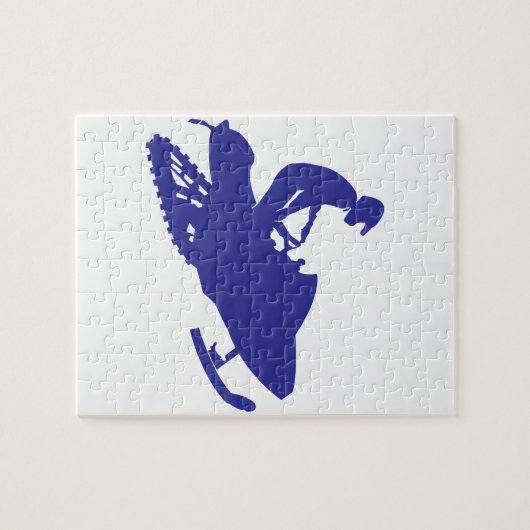 Cool Blue Snowmobiler Puzzle (Horizontal)