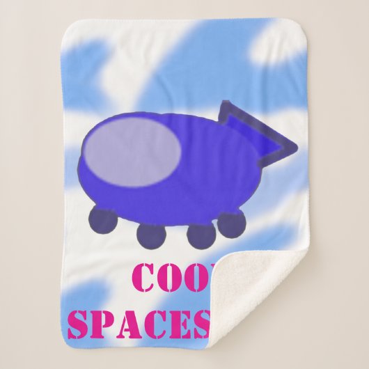 Cool Blue Spaceship Fleece Blanket Sherpadecke (Vorderseite)