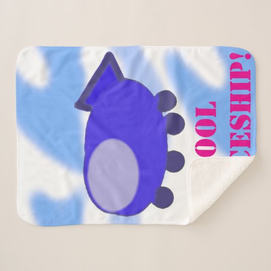 Cool Blue Spaceship Fleece Blanket Sherpadecke (Vorderseite (Horizontal))
