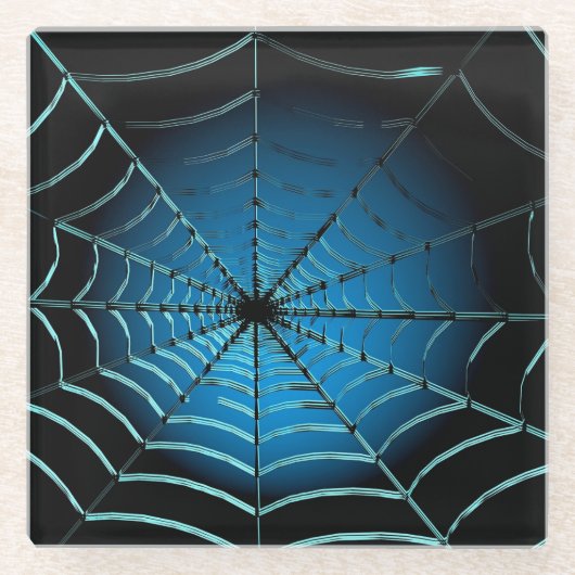 Cool Blue Spider Web Glasuntersetzer (Vorderseite)