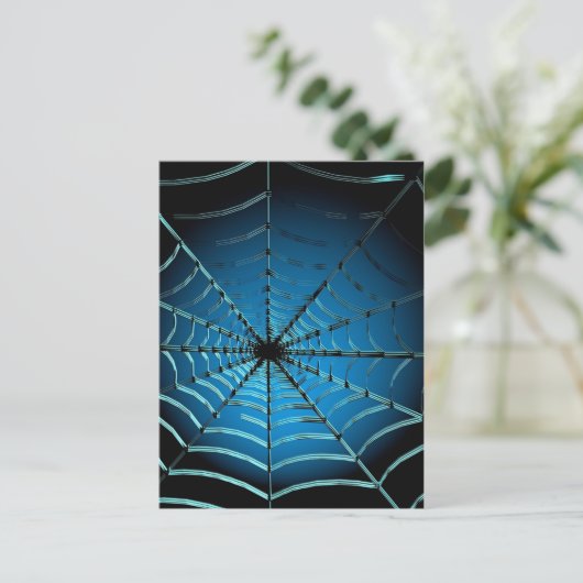 Cool Blue Spider Web Postkarte (Stehend Vorderseite)