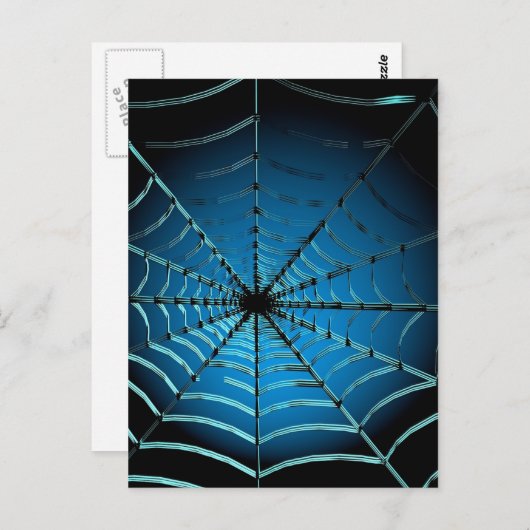 Cool Blue Spider Web Postkarte (Vorne/Hinten)