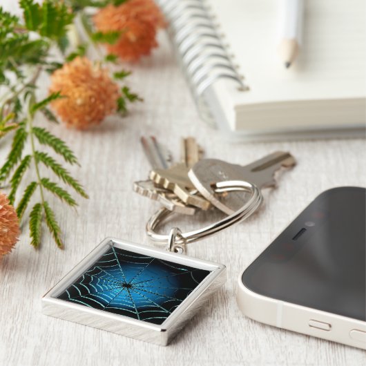 Cool Blue Spider Web Schlüsselanhänger (Seite)