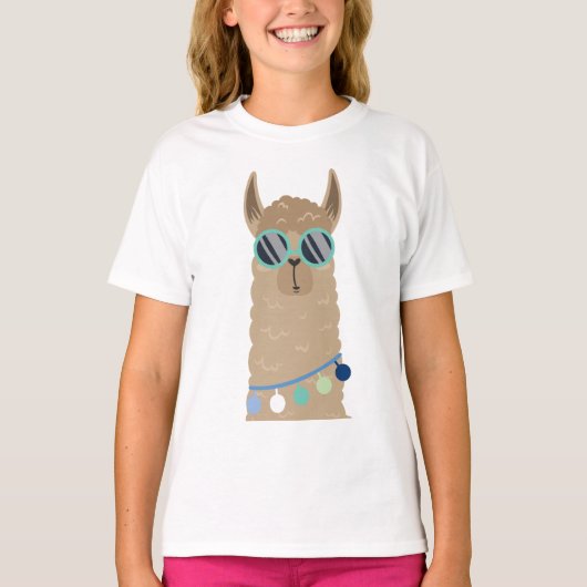 Cool Blue Sunglasses Llama T-Shirt (Vorderseite)